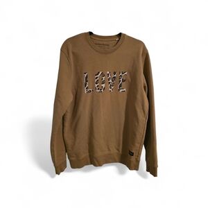 Soft Brown Crew Neck Sweater with 'LOVE' Design Organic Cotton